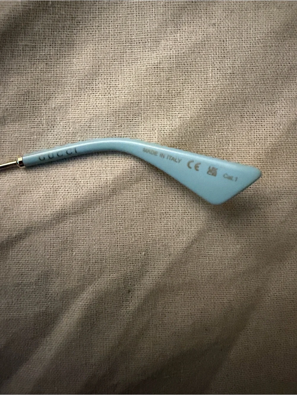 Gucci Gold Rim Sunglasses with Light Blue lens